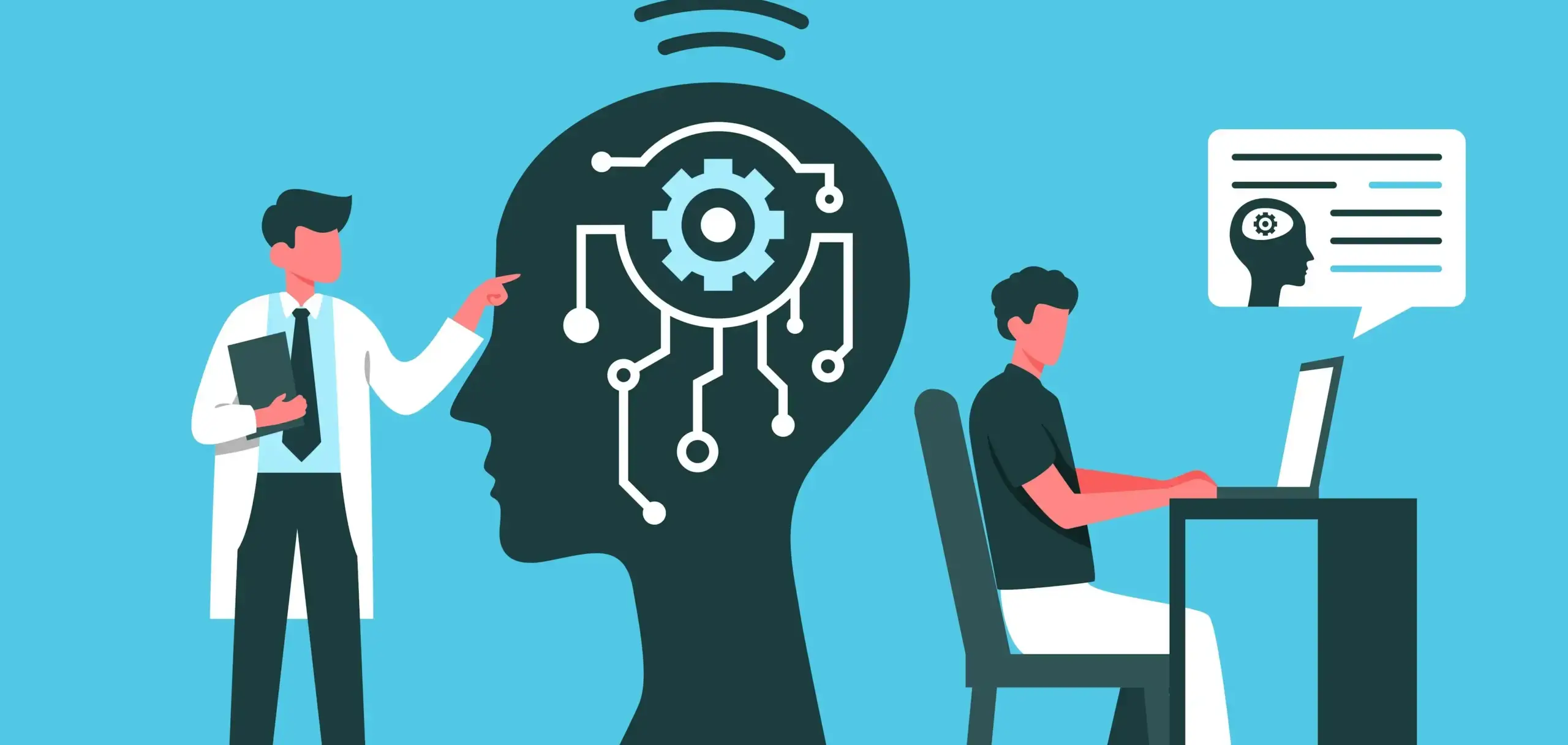 effective communication flow Stylized graphic of a human head with a glowing, intricate network inside, representing clear thought processes and effective communication flow.